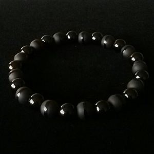 Marble Tuxedo & Black Jade Bracelet